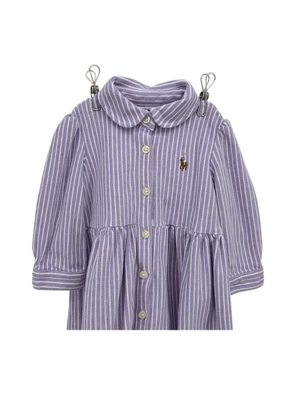 Ralph Lauren Baby 6M Dress Bottoms Striped Chambray Purple White Pony Logo
